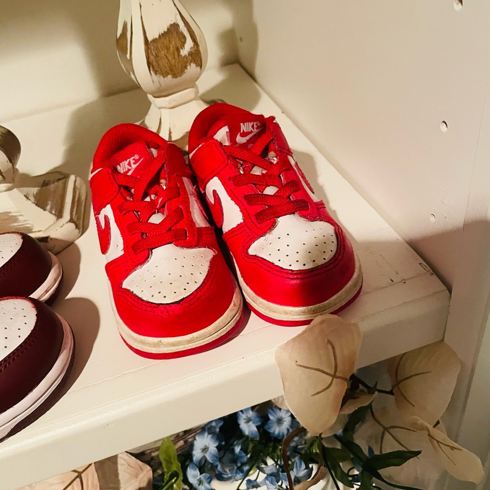 Nike Kids Red and White Sneakers